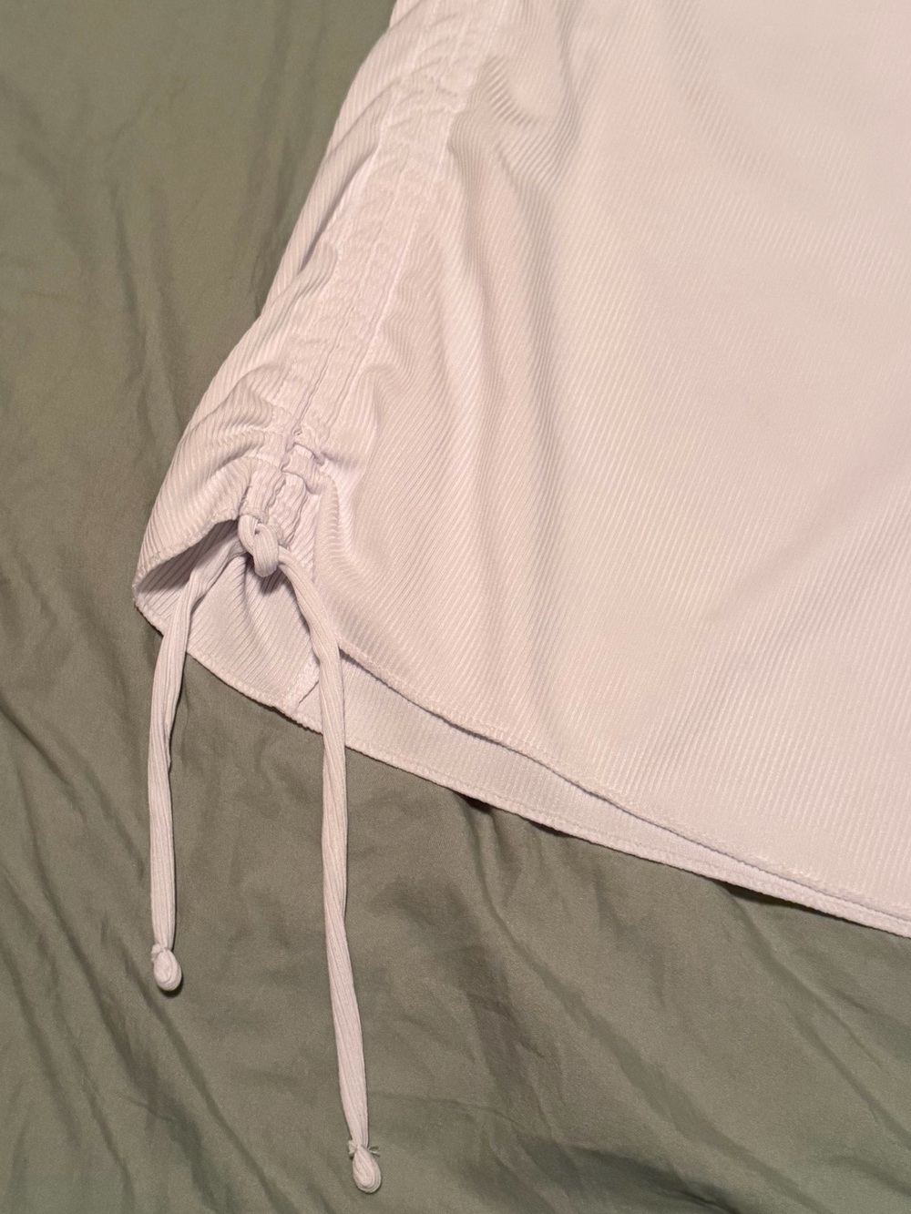 Ribbed Drawstring Mini Skirt Coverup - Picture 2 of 5